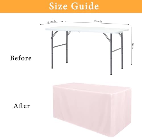 2 Pack 4ft Tablecloths for Rectangle Tables, Dusty Pink in 4FT | 2 Pack in Dusty Pink, alternate view 3