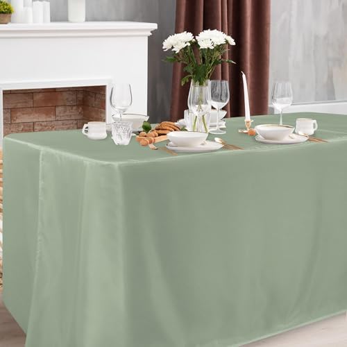 2 Pack 4ft Tablecloths for Rectangle Tables, Sage Green in 4FT | 2 Pack in Sage Green, alternate view 2