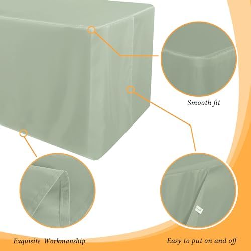 2 Pack 4ft Tablecloths for Rectangle Tables, Sage Green in 4FT | 2 Pack in Sage Green, alternate view 5