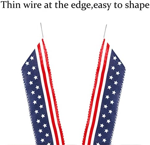 2 Pack 4th of July Decor Bow for Wreath, Red White Blue Stripe Stars Tree Topper Bows for Patriotic, alternate view 4