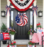2 Pack 4th of July Decor Bow for Wreath, Red White Blue Stripe Stars Tree Topper Bows for Patriotic, alternate view 6