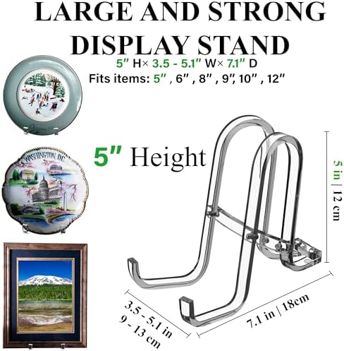 2 Pack 5 Inch Acrylic Plate Stands for Display Plate Holder Display Stand + Frame Holder Stand for Picture, alternate view 2