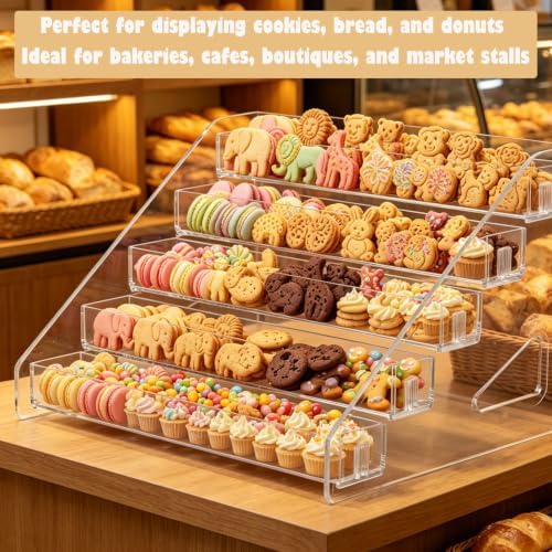 2 Pack 5 Tier Acrylic Cookie Display Stand, Clear Tiered Dessert Stand for Bakers Vendors, Professional Display, alternate