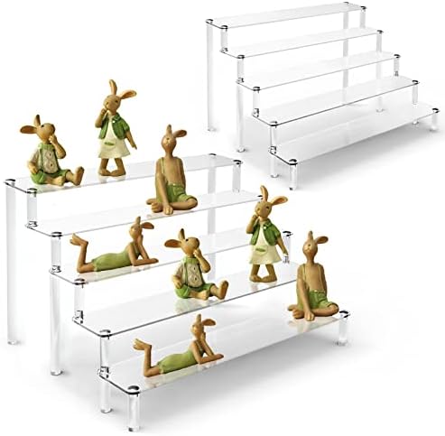 2 Pack 5 Tier Clear Acrylic Display Risers Stand Shelf in clear