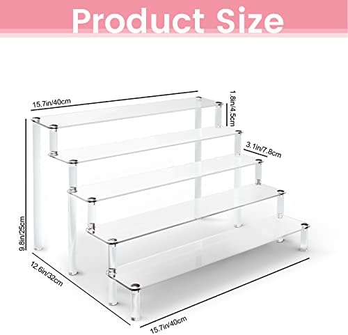 2 Pack 5 Tier Clear Acrylic Display Risers Stand Shelf in clear, alternate view 4