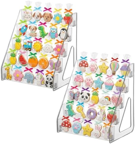 2 Pack 5 Tier Cookie Display Stand Clear Acrylic Tiered Tiered Dessert Stand for Bakers Vendors Parties Craft