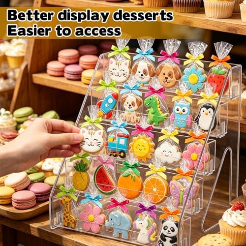 2 Pack 5 Tier Cookie Display Stand Clear Acrylic Tiered Tiered Dessert Stand for Bakers Vendors Parties Craft, alternate view