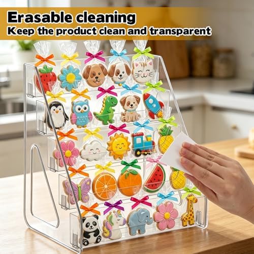 2 Pack 5 Tier Cookie Display Stand Clear Acrylic Tiered Tiered Dessert Stand for Bakers Vendors Parties Craft, alternate view