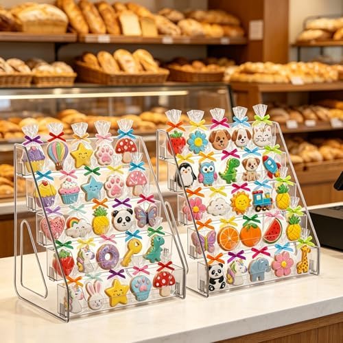 2 Pack 5 Tier Cookie Display Stand Clear Acrylic Tiered Tiered Dessert Stand for Bakers Vendors Parties Craft, alternate view