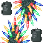 2 Pack 50 LED Outdoor Christmas Lights, 16FT Battery Operated Mini String Lights with 8 Modes & Timer, Xmas Tree