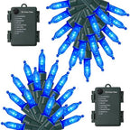 2 Pack 50 LED Outdoor Christmas Lights, 16FT Battery Operated Mini String Lights with 8 Modes & Timer, Xmas Tree