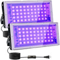 2 Pack 50W Black Lights, Blacklight Flood Light with Plug and Switch, for Glow Party, Halloween, Fluorescent