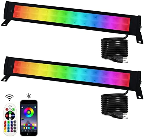 2 Pack 50W RGB Wall Washer Light, Stage Wash Light Bar, RGB Light Bar, Warm 3000K & 16 Million Colors&Timing&