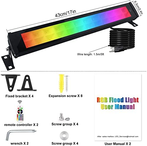 2 Pack 50W RGB Wall Washer Light, Stage Wash Light Bar, RGB Light Bar, Warm 3000K & 16 Million Colors&Timing&, alternate view