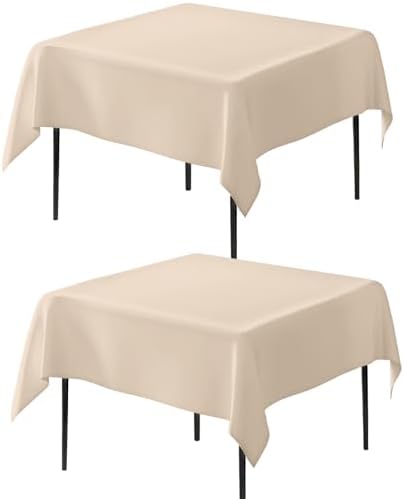2 Pack 54 x 54 Inch Tablecloths Square Beige Table Cover in 54 x 54 Inch in Beige