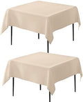 2 Pack 54 x 54 Inch Tablecloths Square Beige Table Cover in 54 x 54 Inch in Beige
