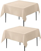2 Pack 54 x 54 Inch Tablecloths Square Beige Table Cover in 54 x 54 Inch in Beige