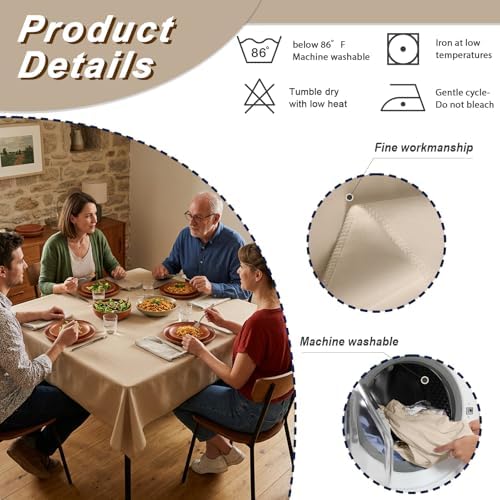 2 Pack 54 x 54 Inch Tablecloths Square Beige Table Cover in 54 x 54 Inch in Beige, alternate view 4