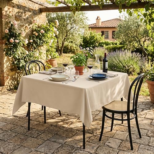 2 Pack 54 x 54 Inch Tablecloths Square Beige Table Cover in 54 x 54 Inch in Beige, alternate view 6