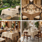 2 Pack 54 x 54 Inch Tablecloths Square Beige Table Cover in 54 x 54 Inch in Beige, alternate view 7