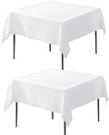 2 Pack 54 x 54 Inch Tablecloths Square White Table Cover in 54 x 54 Inch in White