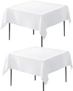 2 Pack 54 x 54 Inch Tablecloths Square White Table Cover in 54 x 54 Inch in White