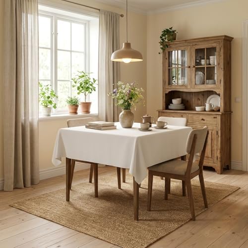 2 Pack 54 x 54 Inch Tablecloths Square White Table Cover in 54 x 54 Inch in White, alternate view 2