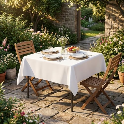 2 Pack 54 x 54 Inch Tablecloths Square White Table Cover in 54 x 54 Inch in White, alternate view 6
