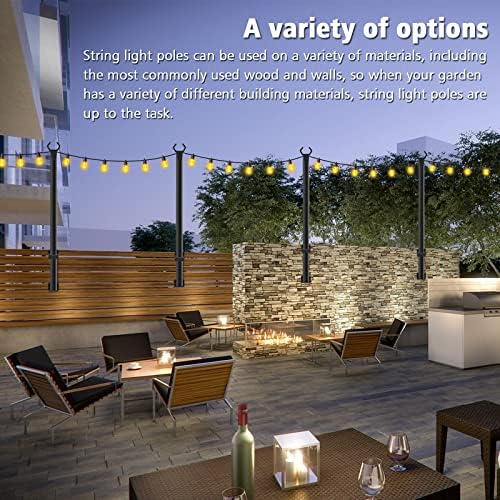 2 Pack 5Ft String Light Poles, Outside String Lights, Outdoor Light Poles, Metal Poles Stand for Patio, alternate view 2