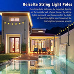 2 Pack 5Ft String Light Poles, Outside String Lights, Outdoor Light Poles, Metal Poles Stand for Patio, alternate view 3