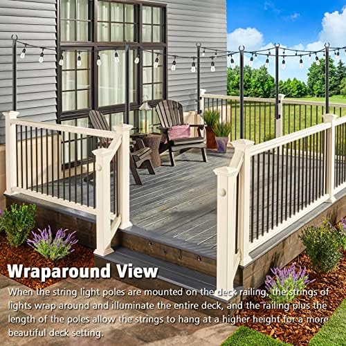 2 Pack 5Ft String Light Poles, Outside String Lights, Outdoor Light Poles, Metal Poles Stand for Patio, alternate view 5