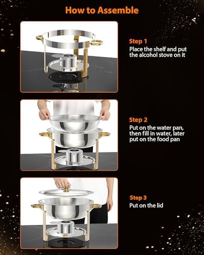 2 Pack 5QT Chafing Dishes for Buffet, 201 Stainless Steel, Easy to Clean, alternate view 2
