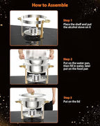 2 Pack 5QT Chafing Dishes for Buffet, 201 Stainless Steel, Easy to Clean, alternate view 2