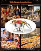 2 Pack 5QT Chafing Dishes for Buffet, 201 Stainless Steel, Easy to Clean, alternate view 6