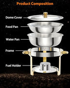 2 Pack 5QT Chafing Dishes for Buffet, 201 Stainless Steel, Easy to Clean, alternate view 7