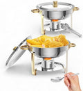 2-Pack 5QT Round Chafing Dish Buffet Set, Stainless Steel