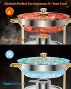 2-Pack 5QT Round Chafing Dish Buffet Set, Stainless Steel, alternate view 5