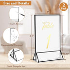 2 Pack 5x7 Inch Clear Acrylic Sign Holders, Black Border Double-Sided Vertical Picture Frames & Display Stands, alternate