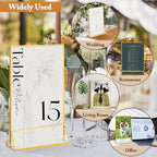2 Pack 5x7 Inch Clear Acrylic Sign Holders, Gold Border Double-Sided Vertical Picture Frames & Display Stands, alternate view