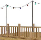 2 Pack 6.5 FT Stainless Steel String Lights Pole Bracket/Holder for Deck Railing Wood Posts, Black in Black