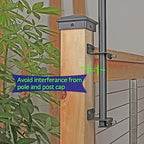 2 Pack 6.5 FT Stainless Steel String Lights Pole Bracket/Holder for Deck Railing Wood Posts, Black in Black, alternate view 3