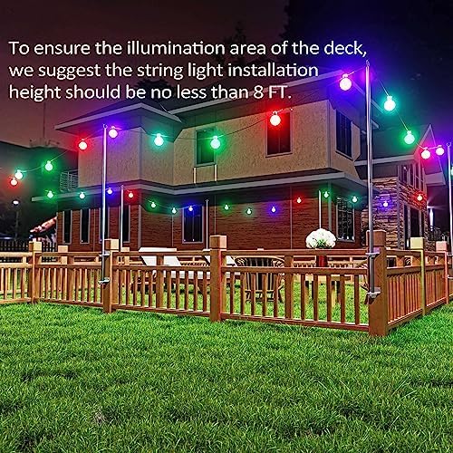 2 Pack 6.5 FT Stainless Steel String Lights Pole Bracket/Holder for Deck Railing Wood Posts, Black in Black, alternate view 5