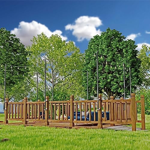 2 Pack 6.5 FT Stainless Steel String Lights Pole Bracket/Holder for Deck Railing Wood Posts, Black in Black, alternate view 6