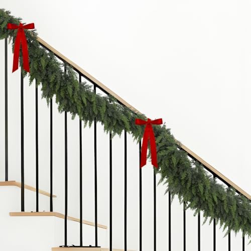 2 Pack 6 Ft Christmas Cedar Garland, Real Touch Soft Greenery Mantel Decor, alternate view 5