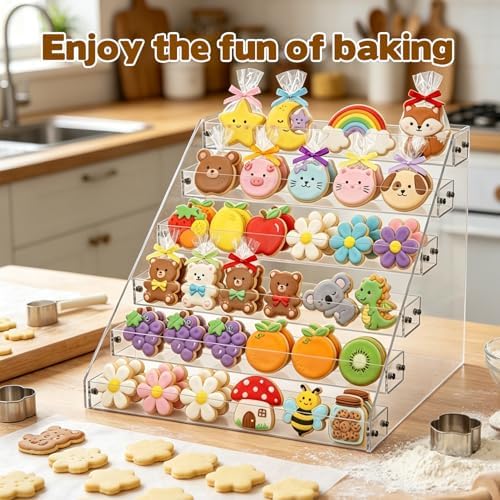 2 Pack 6 Tier Cookie Display Stand Clear Acrylic Tiered Tiered Dessert Stand for Bakers Vendors Parties Craft, alternate view