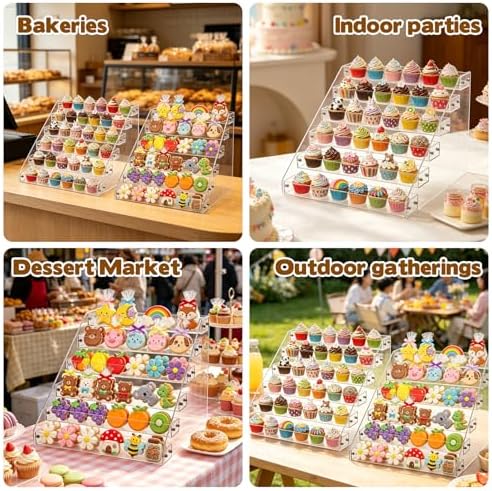 2 Pack 6 Tier Cookie Display Stand Clear Acrylic Tiered Tiered Dessert Stand for Bakers Vendors Parties Craft, alternate view
