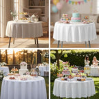 2 Pack 60 Inch Tablecloths Round White Table Cover in White, alternate view 7