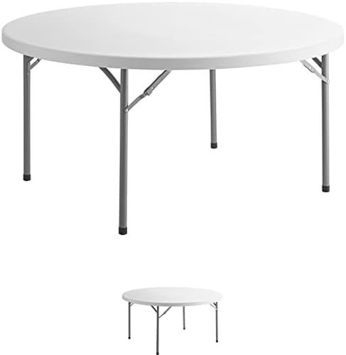 2 Pack! 60" Round Granite White Plastic Folding Banquet Table, Heavy Duty, Modern Design, Indoor & Outdoor Use
