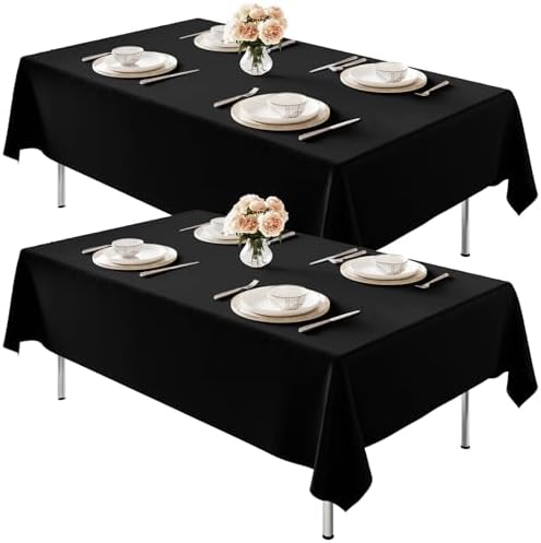 2 Pack 60 x 102 Inch Tablecloths Rectangle Black in 60 x 102 Inch in Black