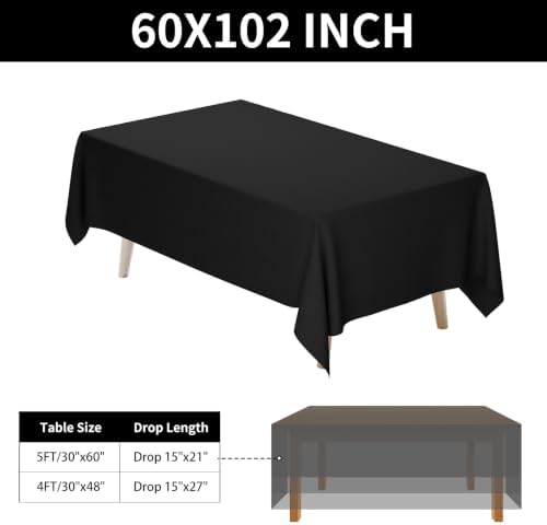 2 Pack 60 x 102 Inch Tablecloths Rectangle Black in 60 x 102 Inch in Black, alternate view 3